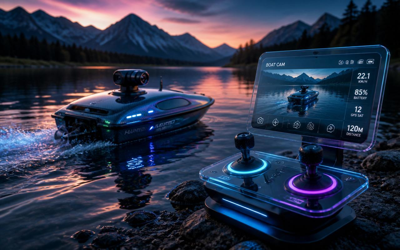 Su geçirmez, kameralı bir RC tekne ve kendi joystick konsolun — göldeki bitirme projen.